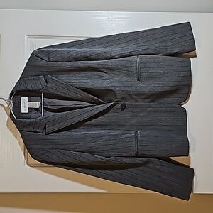 Liz Claiborne Oversized Blazer Charcoal Pinstripe Professional Size 12
